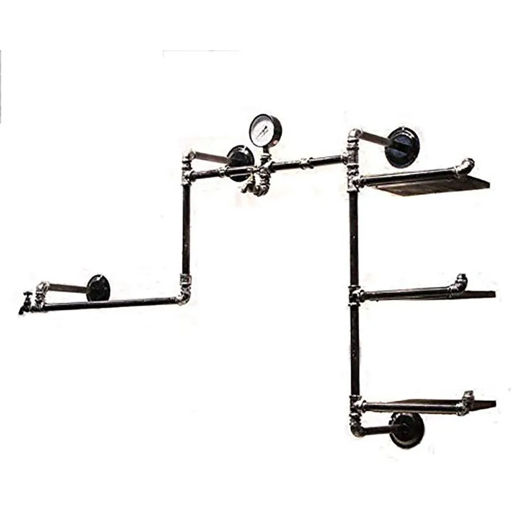industrial pipe clothing rack wall mounted wood garment rack multi-function display rack shoes bag store shelves clothes hanger