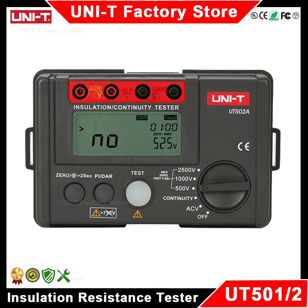 Resistance Tester Voltage Tester UNI-T Insulation Resistance Tester UT501 UT502 Digital Voltmeter Ohmmeter Megohmmeter Professional Ohm Meter Tester
