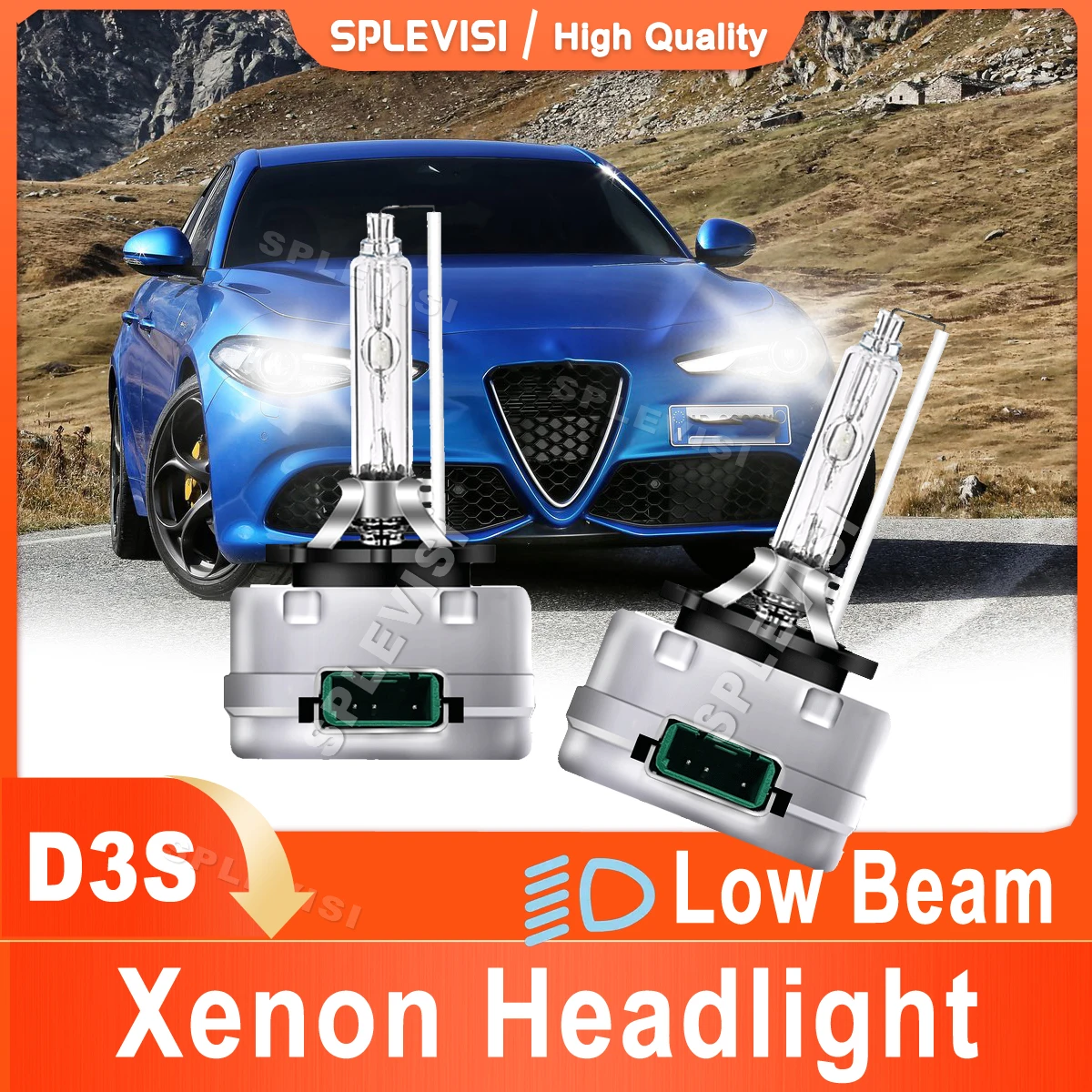 

SPLEVISI Car Headlight Low Beam D3S Xenon Lamp 9000LM Replace For Alfa Romeo Giulia 2015 2016 2017 2018 2019 2020 HID White