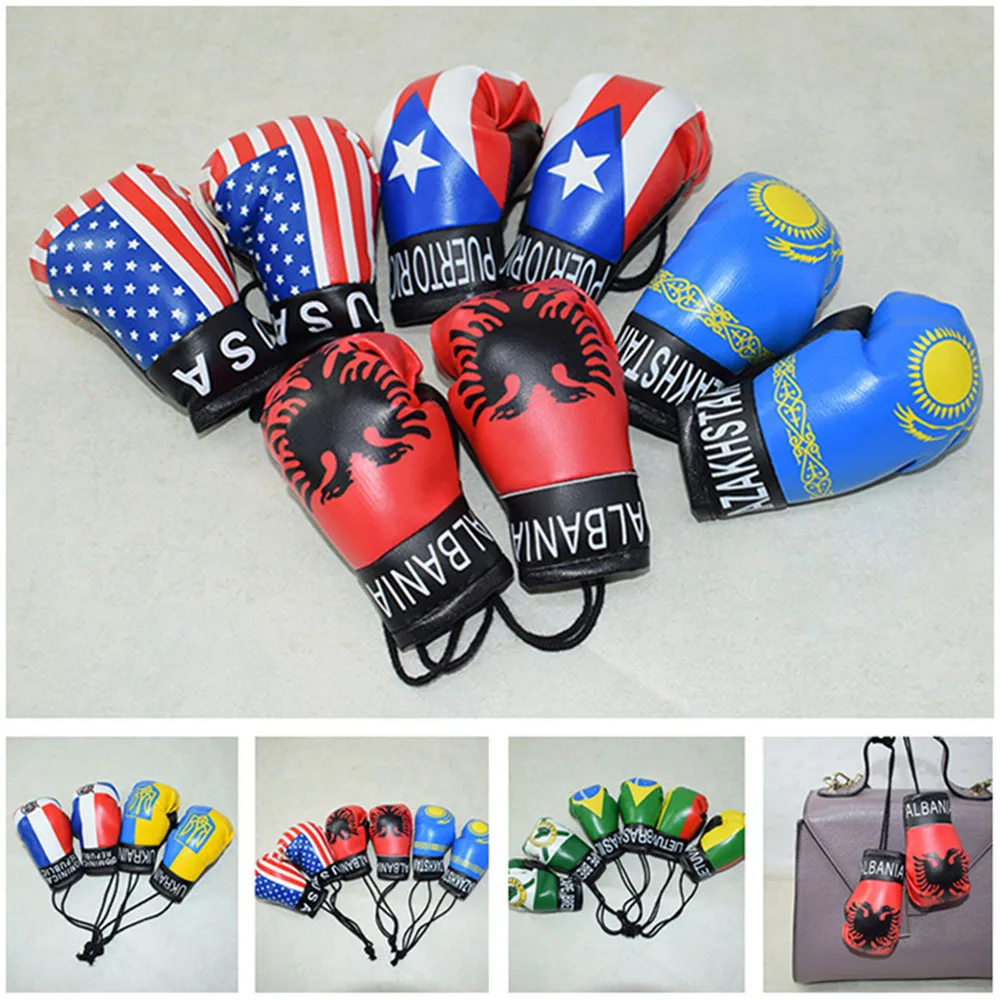 Boxing Gloves Keychains Car Bag Pendant Keychain Sport Leather PVC
