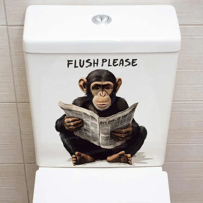 Cartoon Monkey Toilet Sticker Toilet Cover Sticker Wall Stickers Animal Wc Fun For Home BathRoom Decoration S529