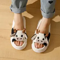 Four Season Cartoon Cow Women Linen Slippers Couples Indoor Soft Sandals Men Home Comfortable Slides Adults Cozy Non-slip Shoes - Image 6