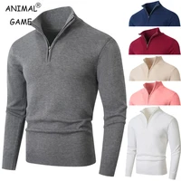 Mens Quarter Zip Pullover Sweater Lightweight Mock Neck Slim Fit Pullover Knit Casual Polo Sweaters Solid Color Sweater Cardigan