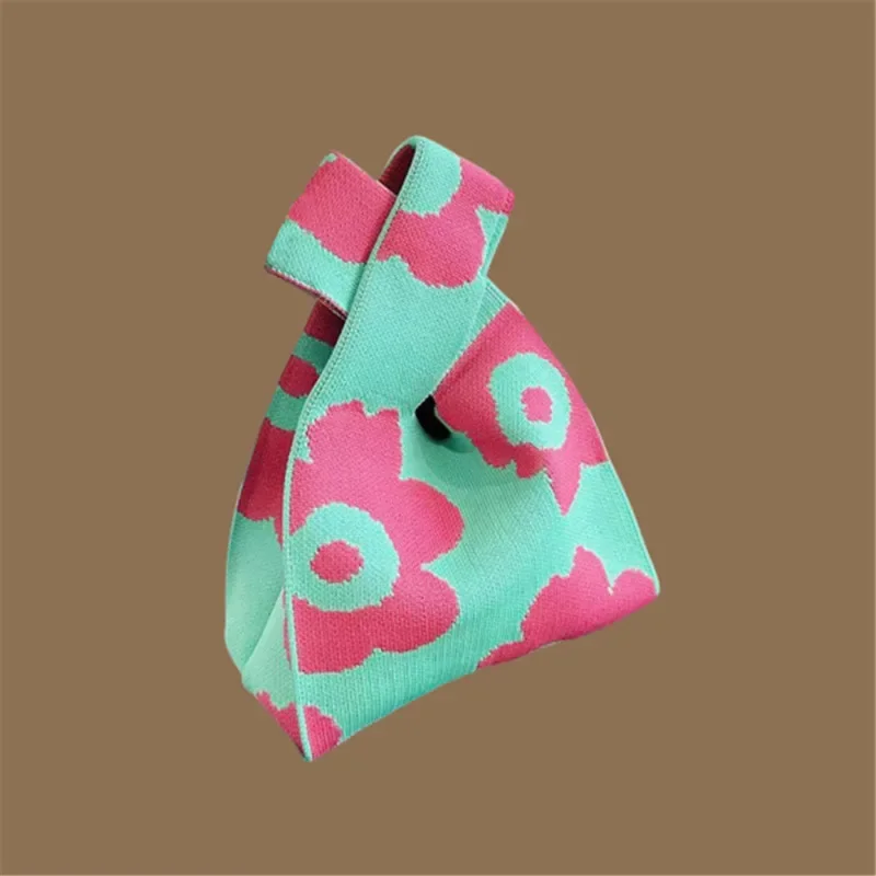 Women Handmade Knitted Small Handbag Casual Wrist Bag Versatile Shopper Mini Tote Bag Student Reusable Shoulder Bag Daily Use