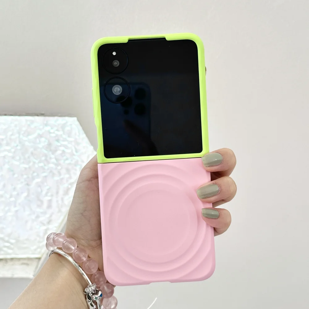 Magsafe Ripple Pattern Contrast Color Foldable Matte Anti-Slip Grip Case