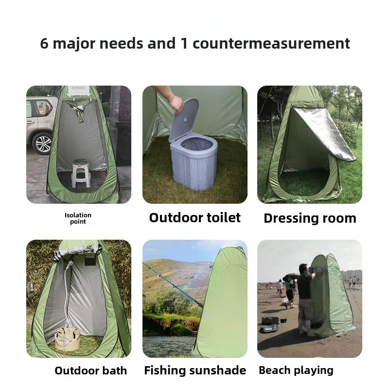 2 Windows Portable Privacy Shower Tent Outdoor Waterproof Changing Room Shelter for Camping Hiking Beach Toilet Shower Bathroom