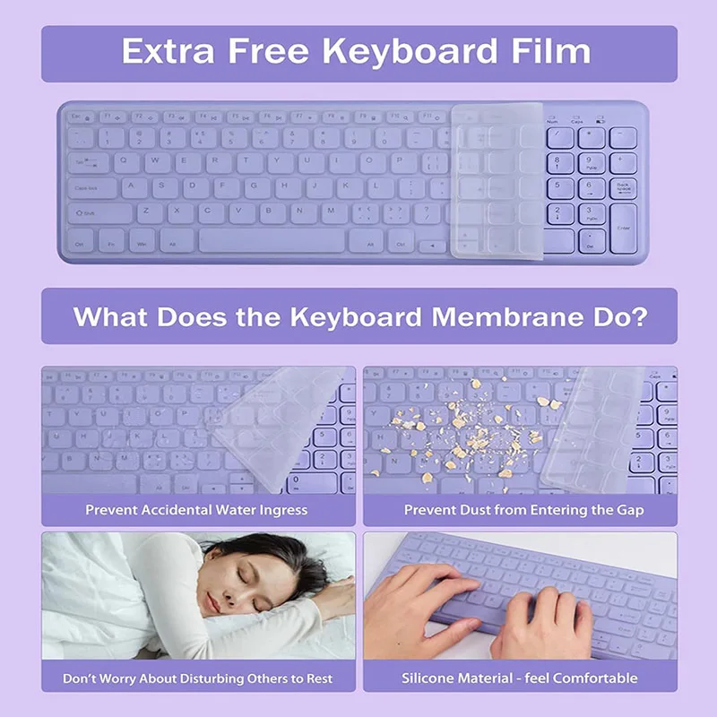 무선 인체공학적 키보드 마우스 콤보, 플러그 앤 플레이, 오목한 키캡, PC, 데스크탑, 노트북용, 2.4GHz