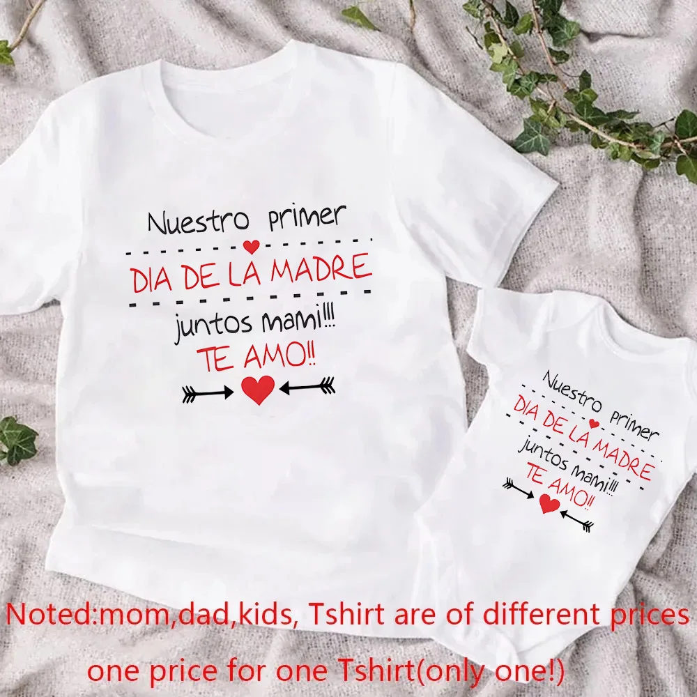 Our First Mother's Day Family Matching Clothes Spanish Mommy and Baby Shirt Mothers Day Fashion Outfit Mama T-shirt Baby Romper 4