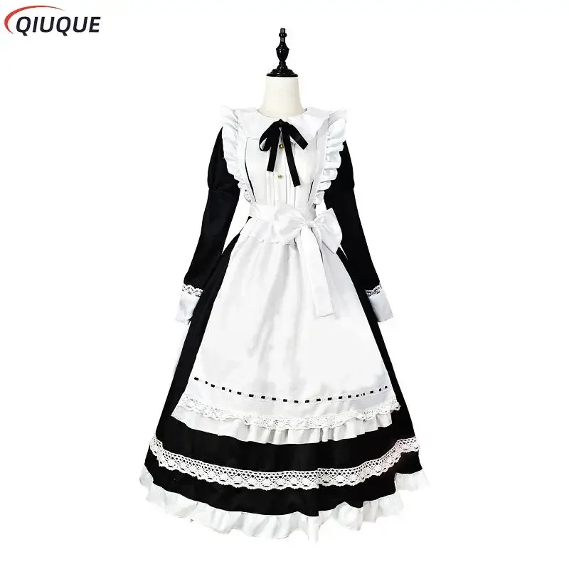 

Women maid outfit black and white apron dress Lolita dresses men Cafe costume cosplay costume горничная mucama S-5XL