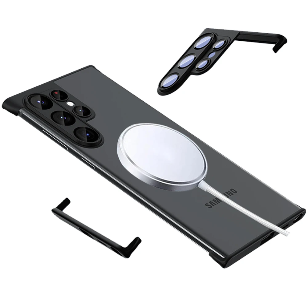 

Чехол-бампер для Samsung Galaxy S24, защита объектива камеры, без задней панели, совместим с MagSafe, Беспроводная зарядка, без спинки, без каркаса