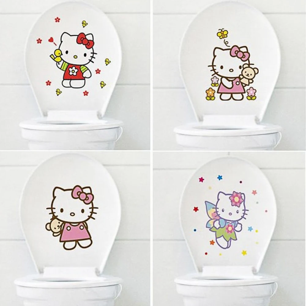 9 Styles Sanrio Toilet Cover Decorative Sticker Kawaii Anime Kuromi My Melody Cinnamoroll Cute Cartoon Toilet Decorative Sticker