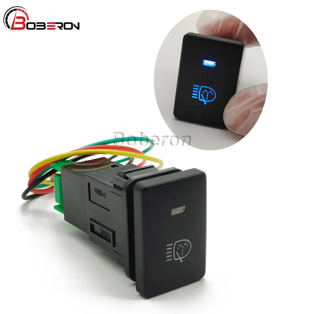 BlueLedLightHeadlightWasherPushSwitch4WireButtonForToyota