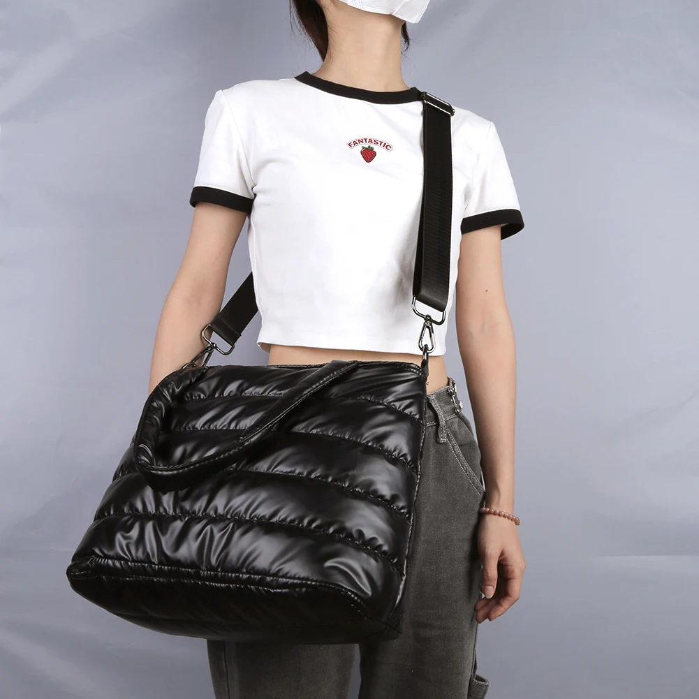 

Вместительная сумка-тоут для женщин, стеганая мягкая Сумочка через плечо, легкий пуховой чемоданчик на плечо, Мягкая Повседневная Женская