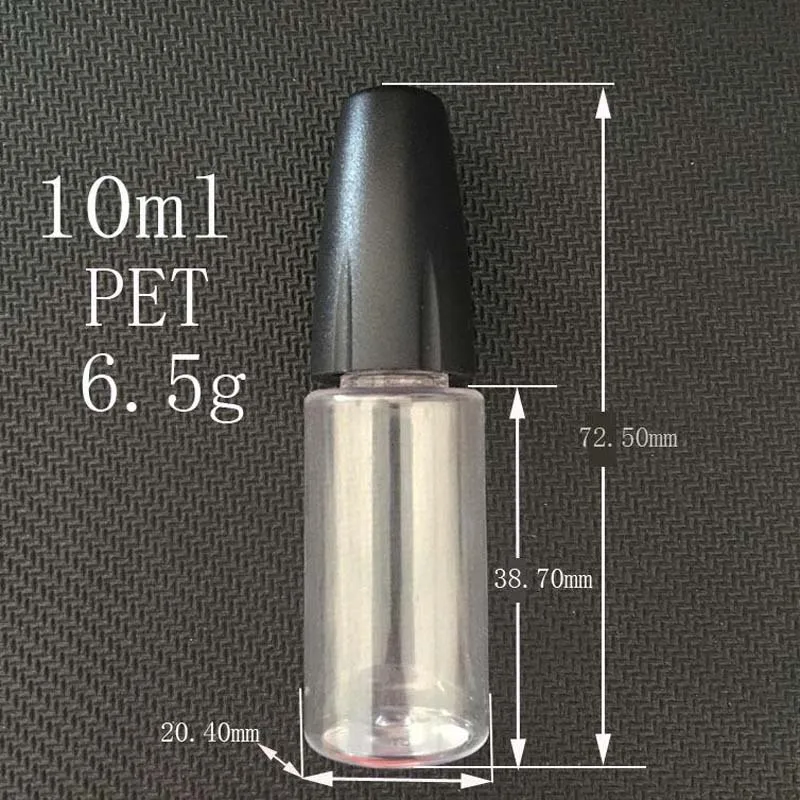 뚜껑이 달린 긴 바늘 튜브 핀홀 병, PET 플라스틱 병, 안료 병, 로션 에센셜 오일 병, 10ml, 5 개