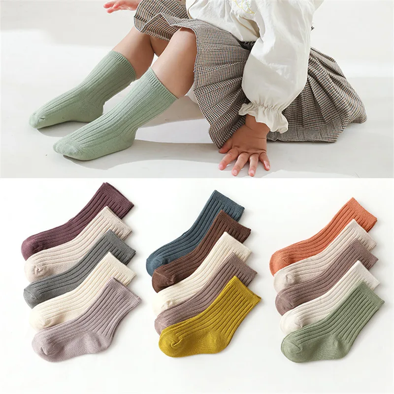 

5Pairs Baby Socks Newborn Baby Boy Socks 0-1-3-8Y Kids Pure Cotton Spring Autumn Fadeless Soft Children's Socks for Girls