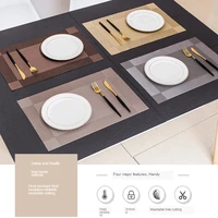 PVC Washable Placemats for Dining Table Mat Non-slip Placemat Set In Kitchen Accessories Cup Coaster Wine Pad Coasters Set 4