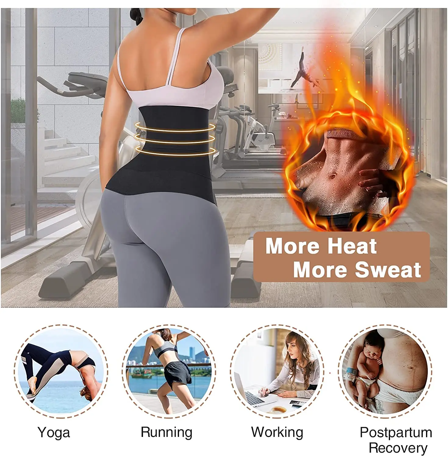 Waist Trainer for Women Snatch Bandage Tummy Sweat Wrap Plus Size Work –  Ammpoure Wellbeing