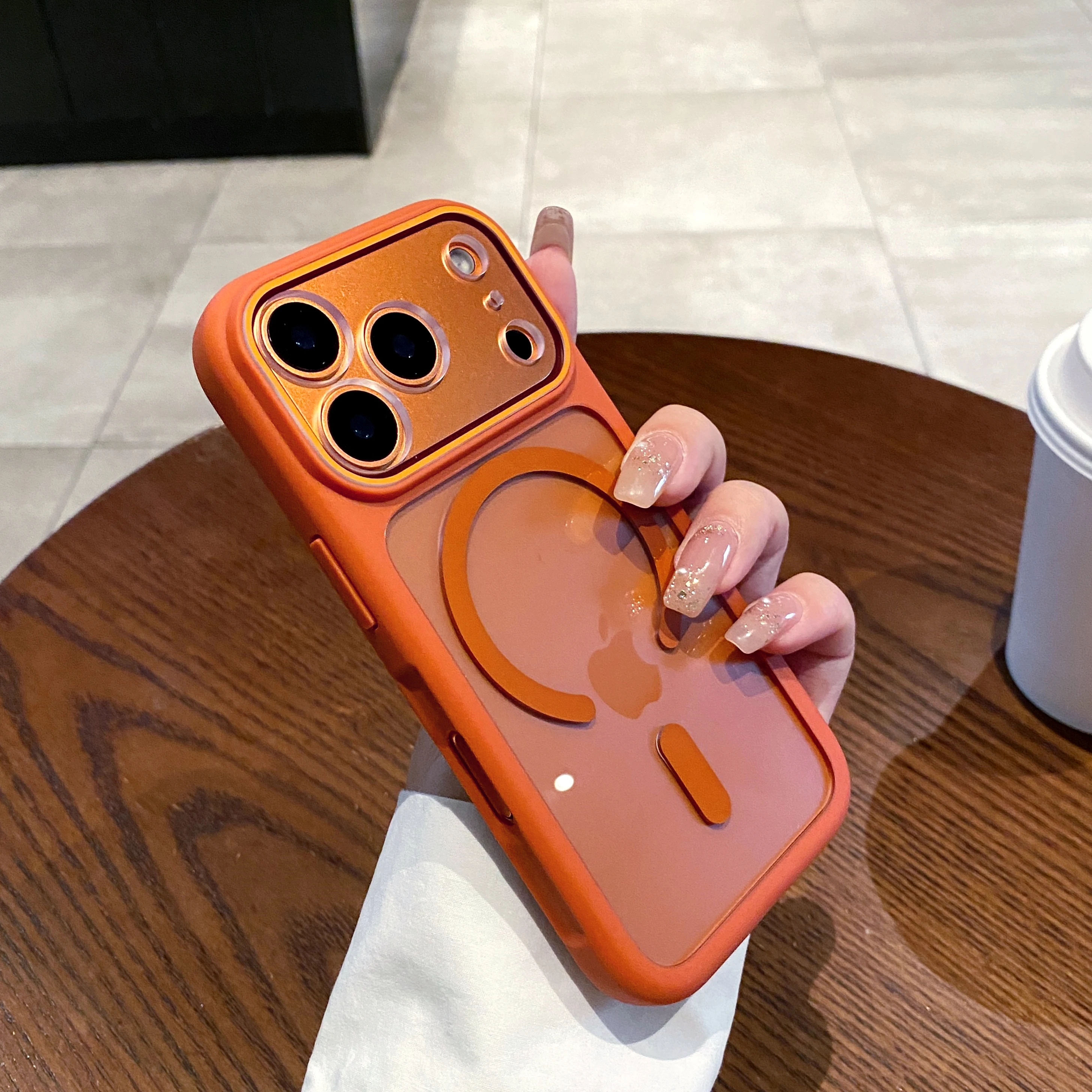 Enhanced Transparent Magnetic Phone Case with Shockproof Silicone Frame and Lens Protection