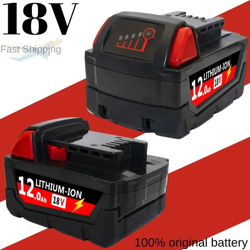 

For Milwaukee M18 Battery 18V 12.0Ah Replacement Lithium Battery for Milwaukee M18 48-11-1815 48-11-1850 2604-22 Battery