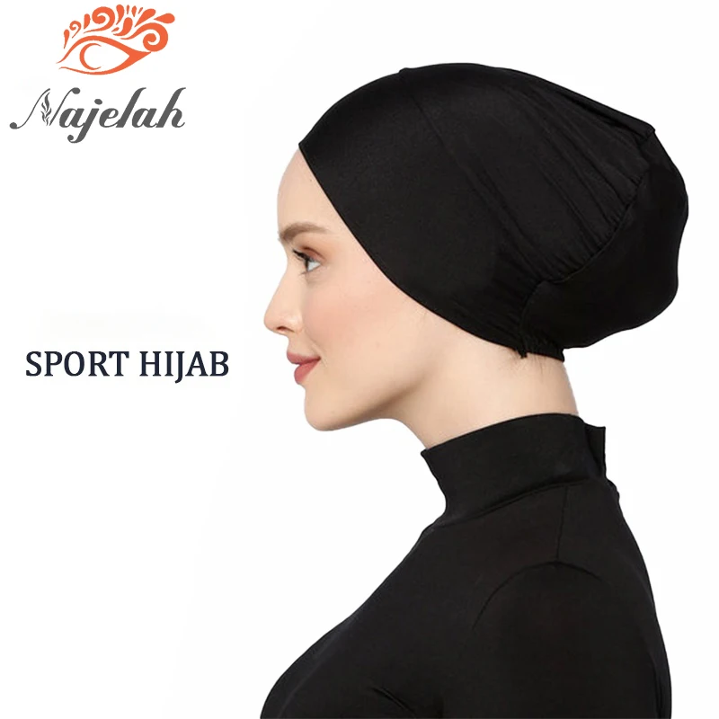 Islamic Black Sport Modal Hijab Undercap Abaya Hijabs For Woman Muslim Abayas Jersey Turbans