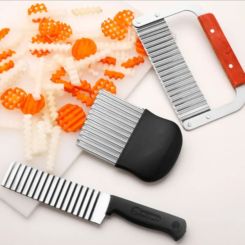 Manual Stainless Steel Potato Cutting Knife Portable Wave Knife Vegetable Potato Chip Slicer Kitchen Tool Home Supplies
