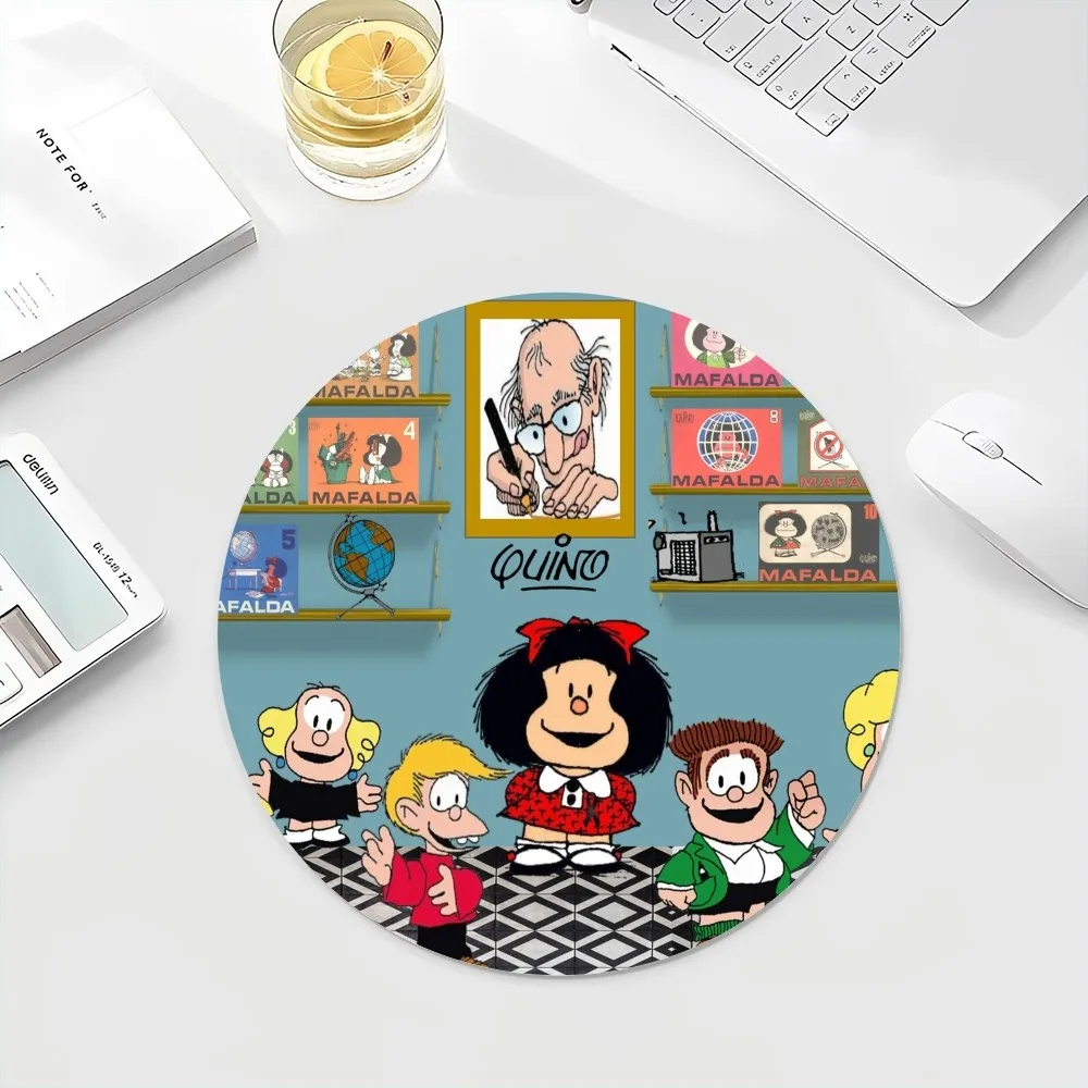 Mafalda Small Round Office Student Gaming Thickened Writing Pad Non-slip Cushion Mouse Pad Padmouse Desk Play Mats 4