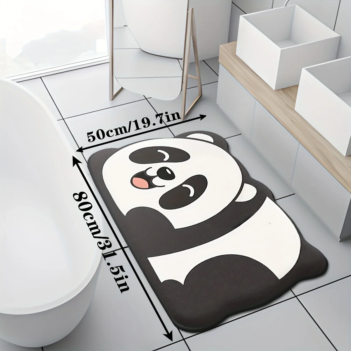 Cute coral velvet thickened bathroom non-slip floor mat decoration stain-resistant mat absorbent floor entrance door