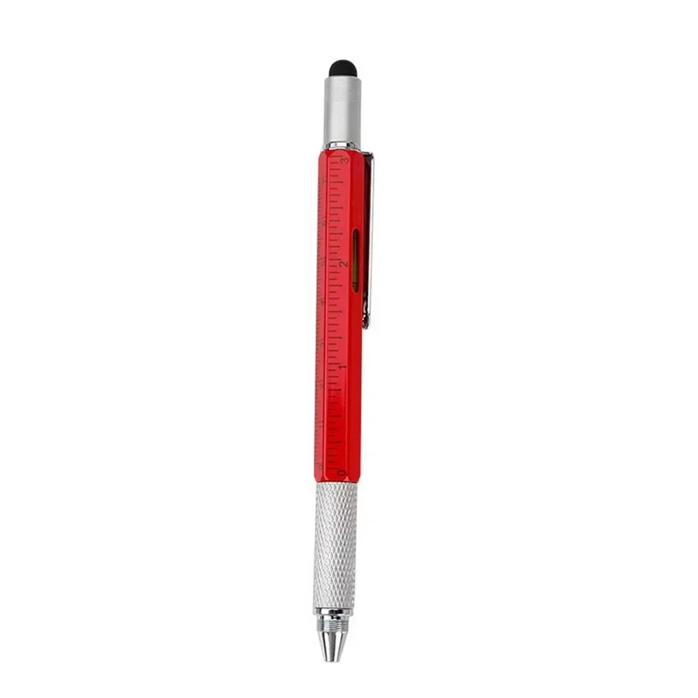 Multifunctional Tool Pen Multi-Function Tool Pen Level Scale Touch Screen 6in1 Metal Ballpoint Pen For Construction Engineers Working Scenes
