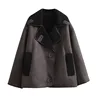 TRAF Thick Faux Leather Jackets for Women Autumn Winter Warm Jackets Woman 2024 Faux Wool Coats Long Sleeve Oversized Jacket 4