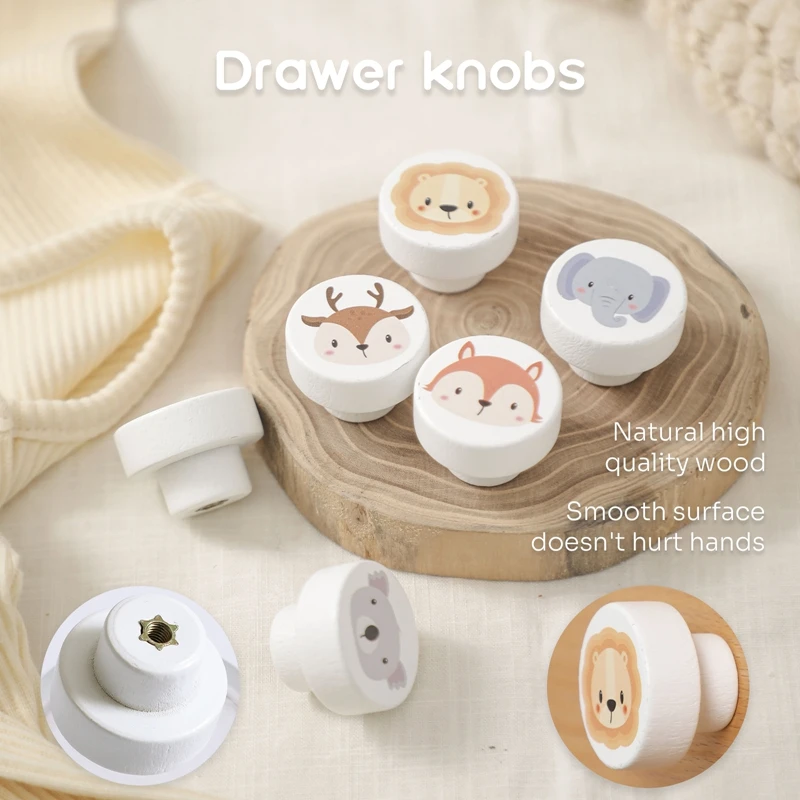 Wooden Door Handles For Children's Room Cabinets Drawers Kitchen Cupboard Wardrobe