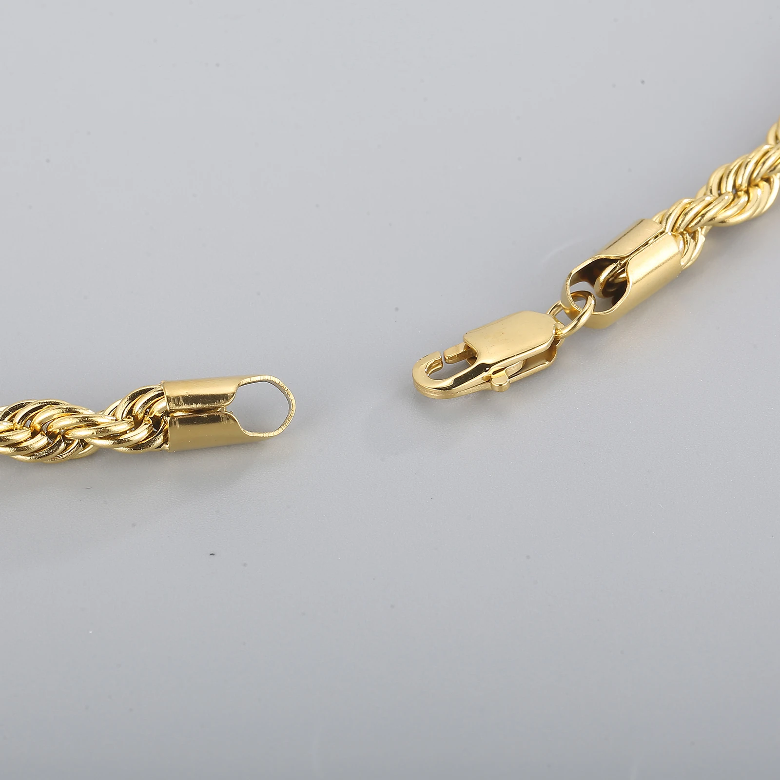 Catene in corda intrecciata in acciaio inossidabile Uomo Donna Collana placcata color oro rosa Girocollo Regali di gioielli di alta qualà 2/3/4 mm di larghezza  36
