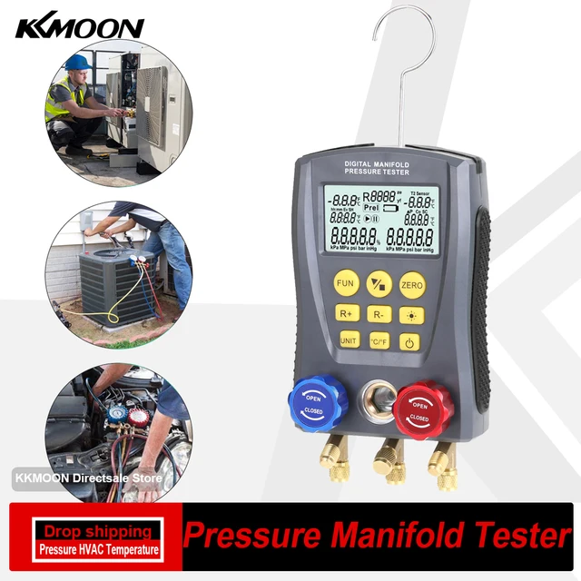 Pressure Gauge Digital Vacuum Pressure Manifold Tester Meter Refrigeration HVAC Temperature Tester Digital Manifold Gauge Meter 1