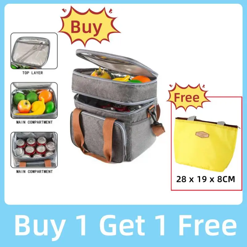

Portable Thermal Lunch Bag Picnic Food Cooler Bag Insulated Case Durable Waterproof Office Lunchbag Shoulder Strap Cooling Box