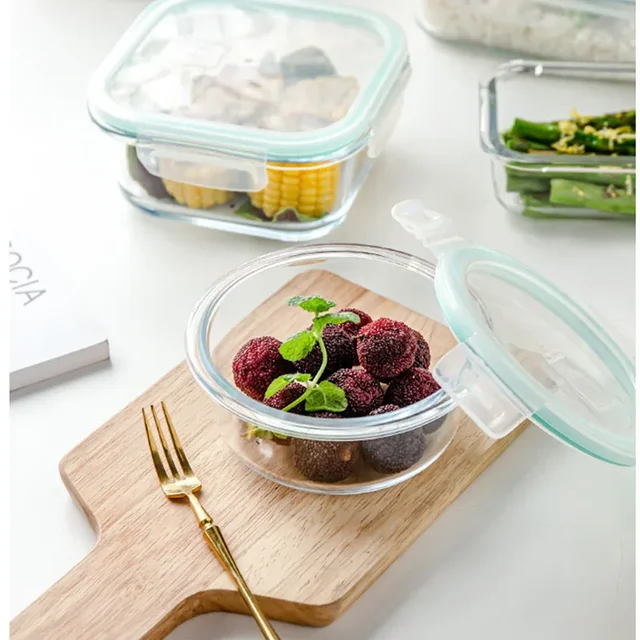 Boîte à lunch en verre borosilicaté à haute teneur, bento scellée, chauffage au micro-ondes, réfrigérateur, congélateur, bols à soupe frais, nouveau 5
