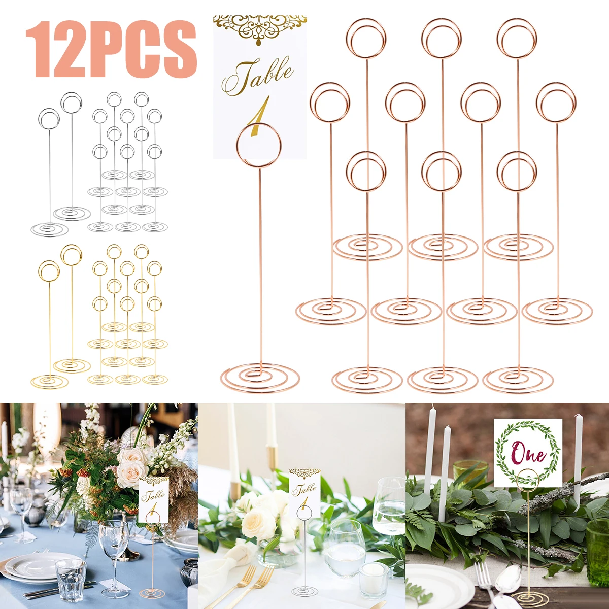 12 Stück Metall-Tischkartenhalter, Foto-Clip-Ständer, Hochzeitstisch, Nummer, Namensschild, Ständer, Halter für Hochzeit, Geburtstag, Partyzubehör – Detail 1