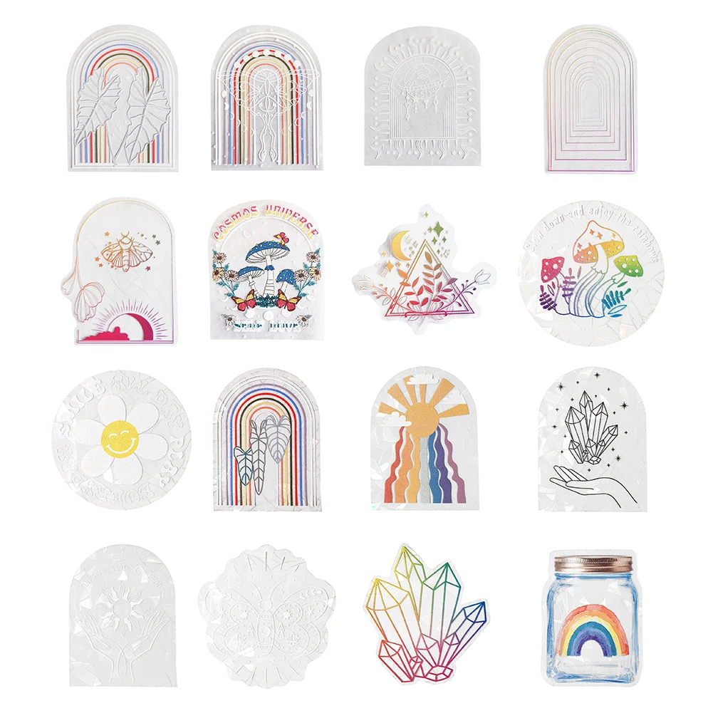 PVC Film Decal Cute Rainbow Light Catcher Sticker Window Decoration Prisms for Home Bedroom Living Room Ornament