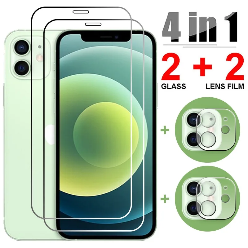 

4 в 1 закаленное стекло для iPhone 13 Pro 12 11 Pro Max Mini 14 защита экрана камеры для iPhone 7 8 6Plus X XR XS Max стекло