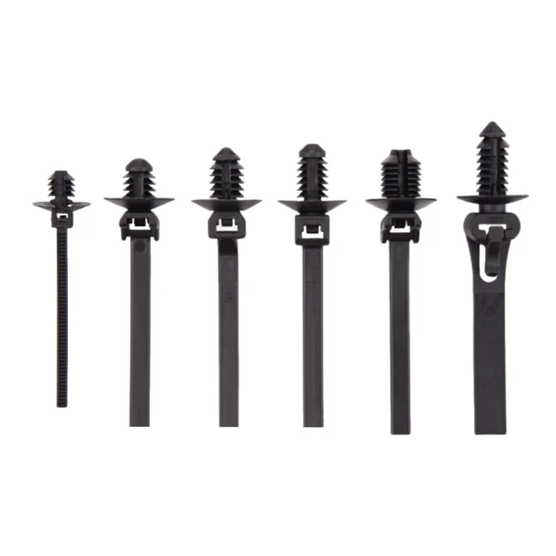 Mount kabelbinders, 160 stuks nylon automontagedraadbanden klikbare kabelbinders met ritssluiting, auto-body draadboom fixatie bundel, zwaar belastbare zelfvergrendelende UV-bestendige