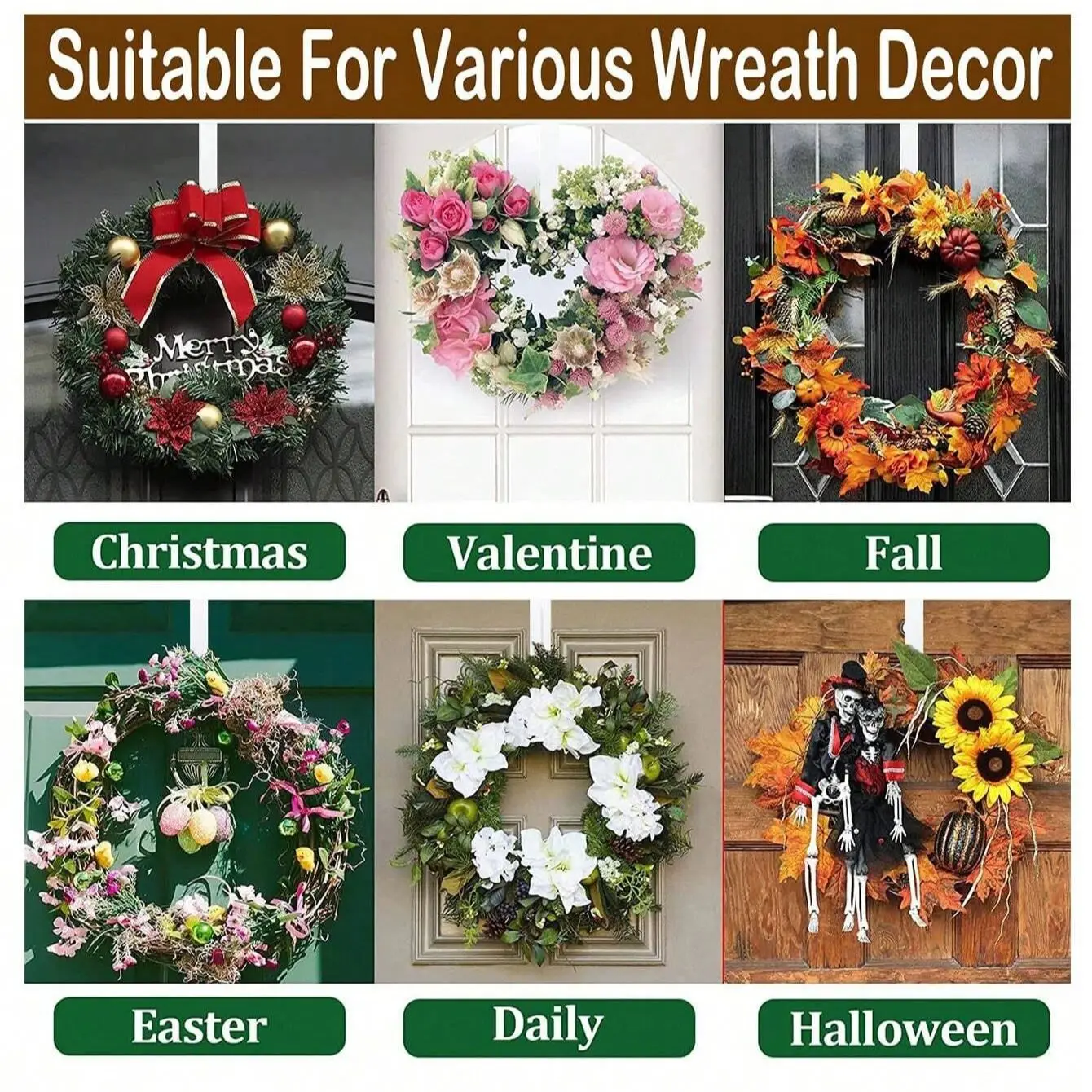 1/2/4pcs 12inch Wreath Hanger for Front Door Wreath Hook Over the Door Hanging Hook Household Multi-Purpose Storage Supplies 3