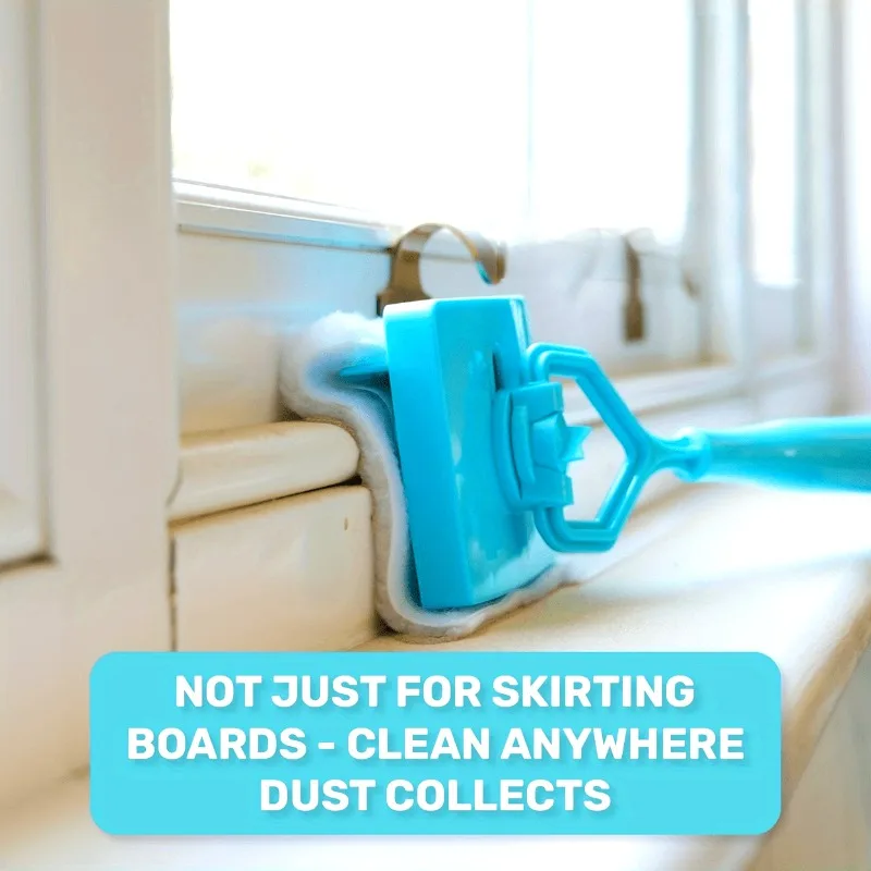 Premium Baseboard Cleaner Mop Pad with Long Handle - Versatile Wet/Dry Dusting Tool