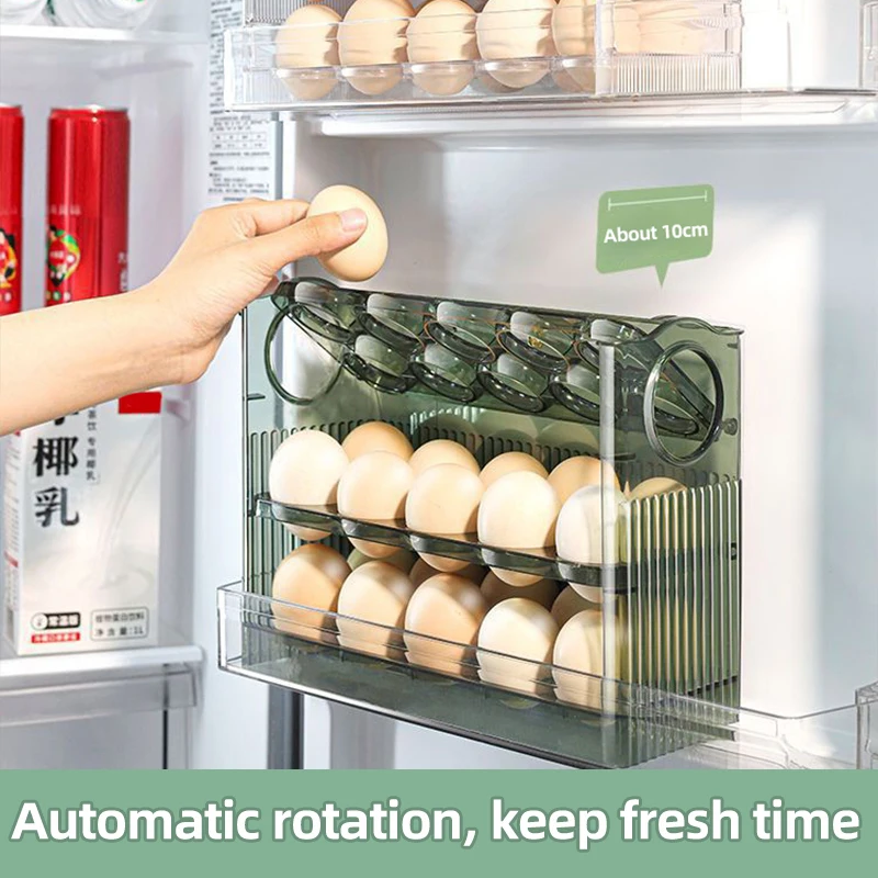 

Egg Refrigerator Storage Box, Durable, Convenient Flip Eggs Organizer, Easy to Use, Large Capacity, Reversible, 3 Layers, Holder