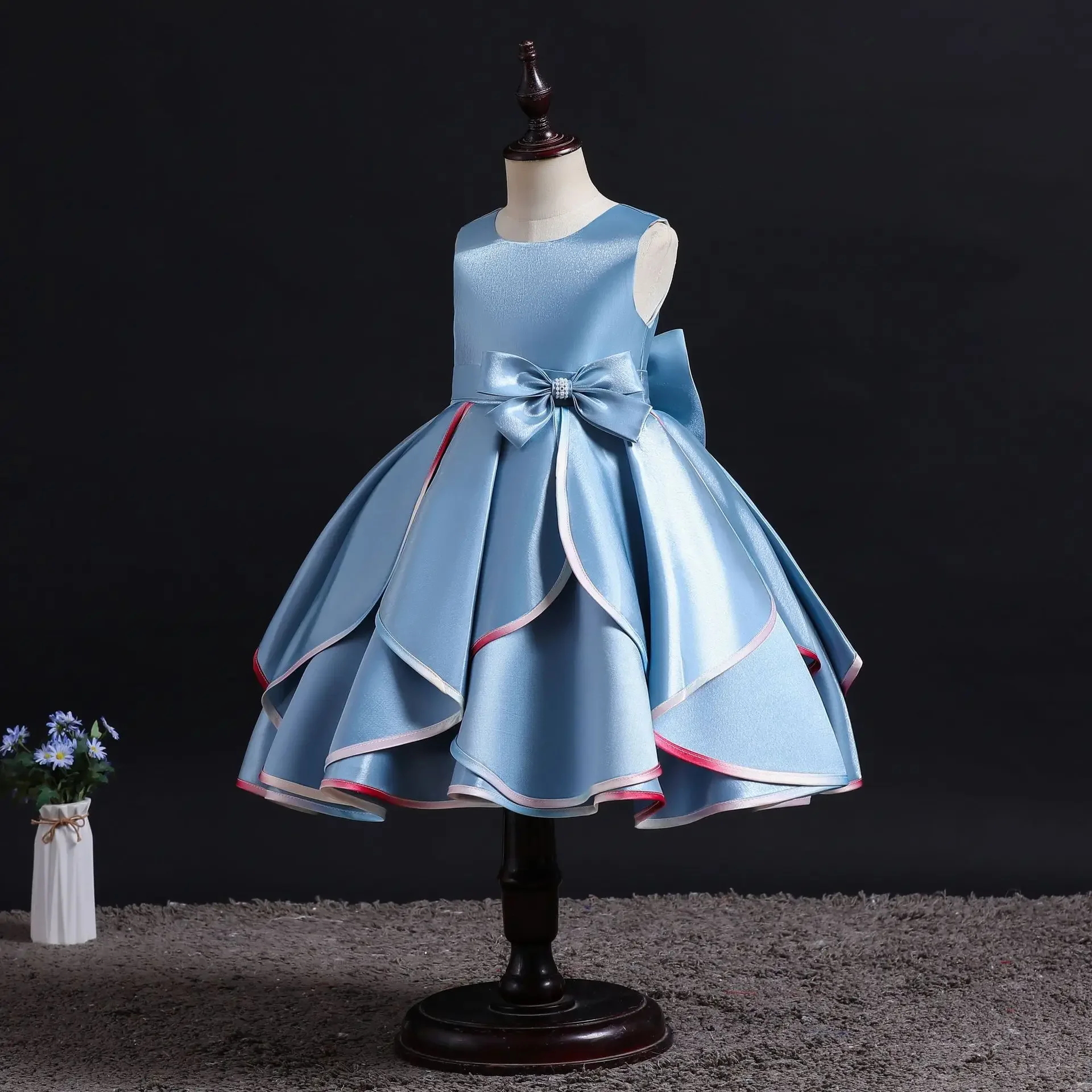 

New Girls Kids Flower Elegant Causal Princess Party Dresses Children Clothing Christmas Birthday Wedding Party Baby Girl Dress