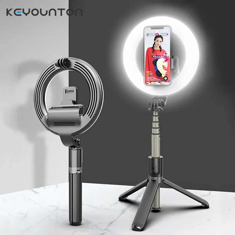 Wireless Bluetooth-compatible Led Selfie Ring Light Phone Holder Photography Fill Lighting with Tripod for Youtube Live Video