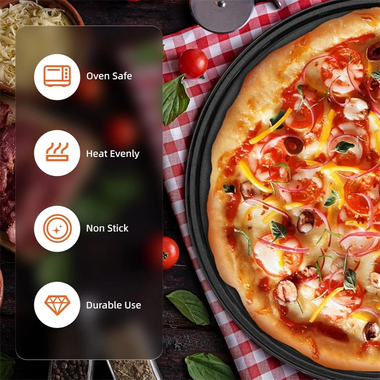 Easy to clean non-stick pizza tray with ventilation holes.