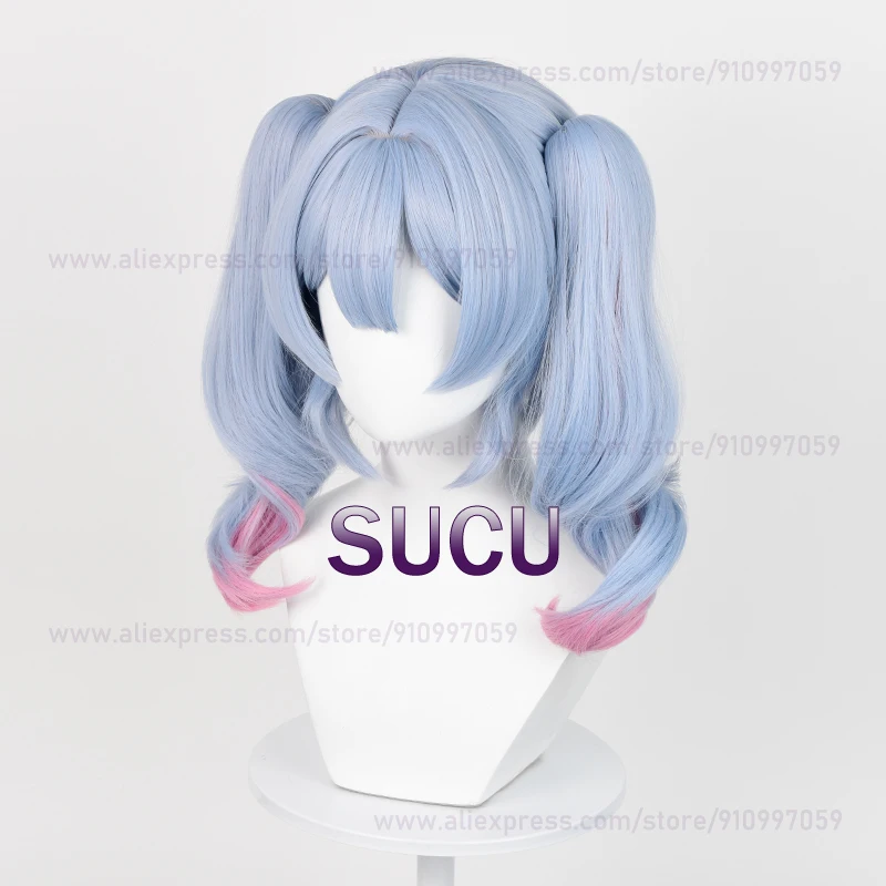 Miku Rabbit Hole Peruca Cosplay para Mulheres, Cabelo Anime com Rabo de Cavalo Duplo, Resistente ao Calor, Perucas Sintéticas, 45cm