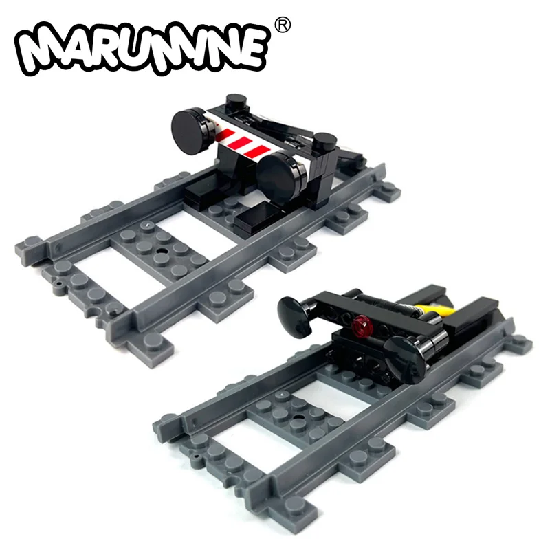 

Marumine Bricks City Train Parts MOC Railway Road Buffer Stop Model Kit Set Compatible 53401 Straight Track Building Blocks Toy