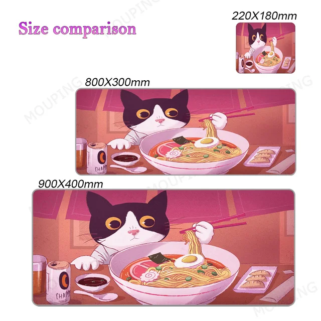 Kawaii Cat Mouse Pad Pink 90x40 Black and White with Cats Xxl Desk Mat Catpaw Mousepad Large Computer Slipmat Anime Accessories 2
