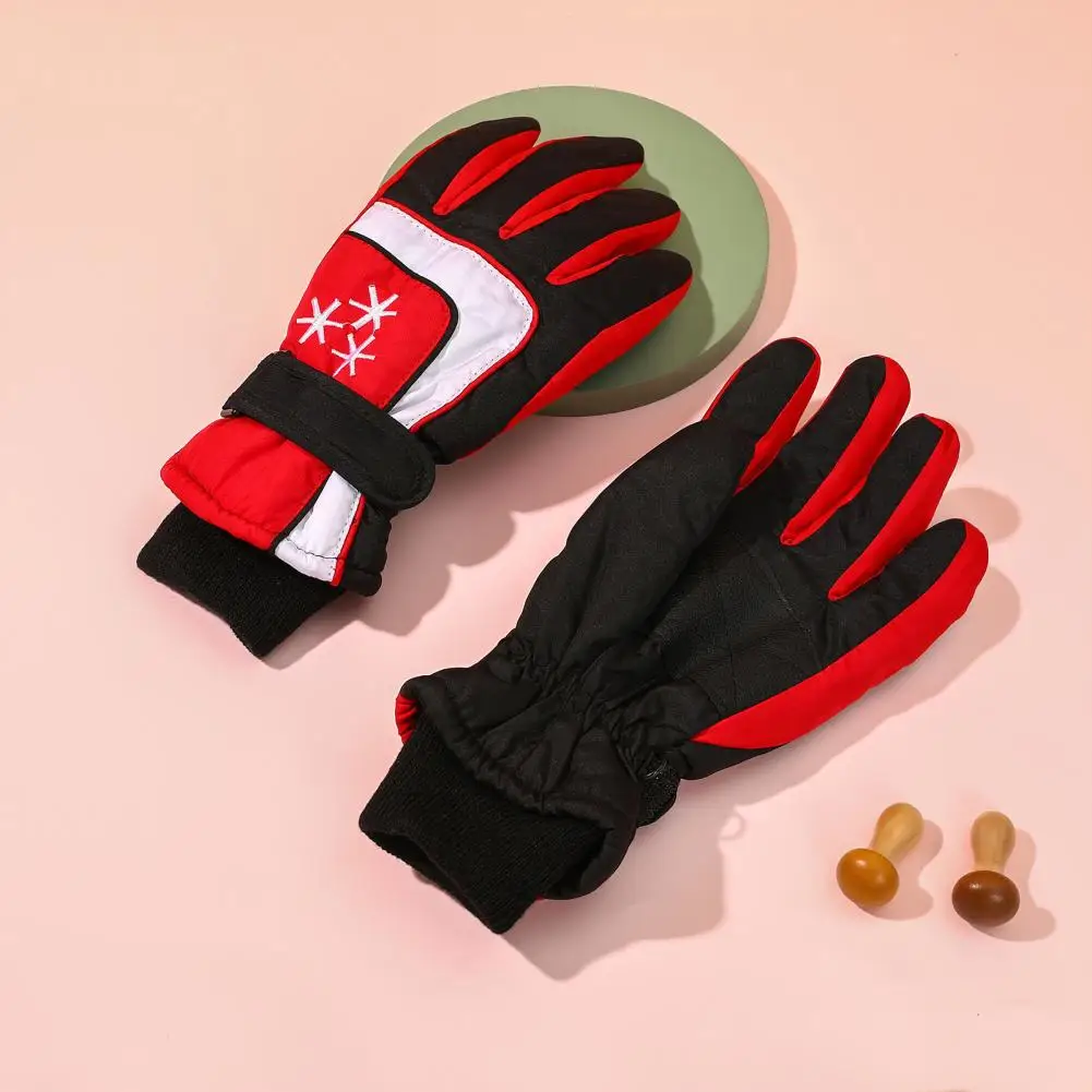 

Ski Gloves Contrast Colors Skiing Gloves Waterproof Cold Protection Breathable Kids Winter Warm Print Ski Gloves