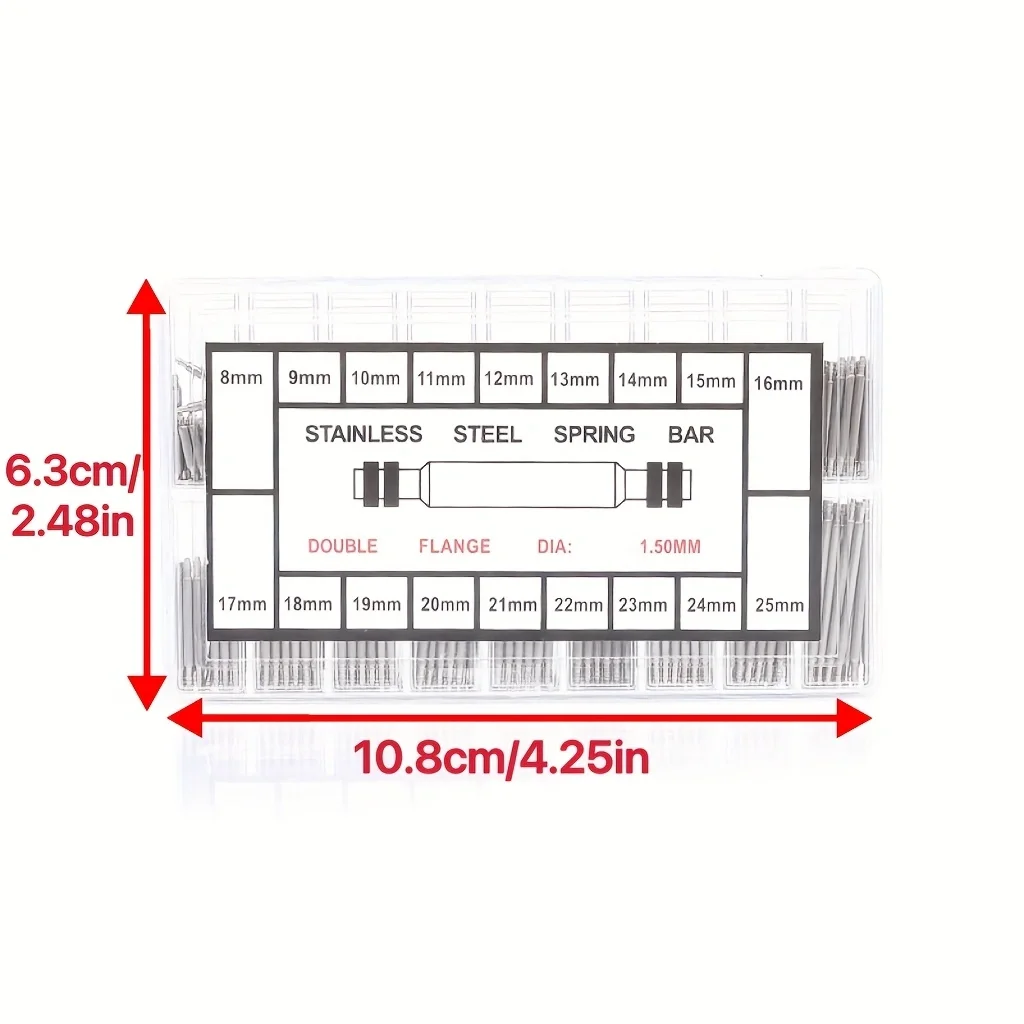 Deluxe Stainless Steel Watchband Spring Bar Set (270 Pieces)