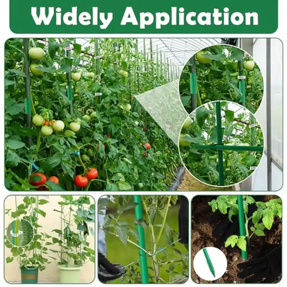 Garden Stakes Set 393PCS Fiberglass Plant Sticks Supports DIY 4ft 5ft 6ft 7ft Tomato Stake Accessories Clips Connectors Rubber